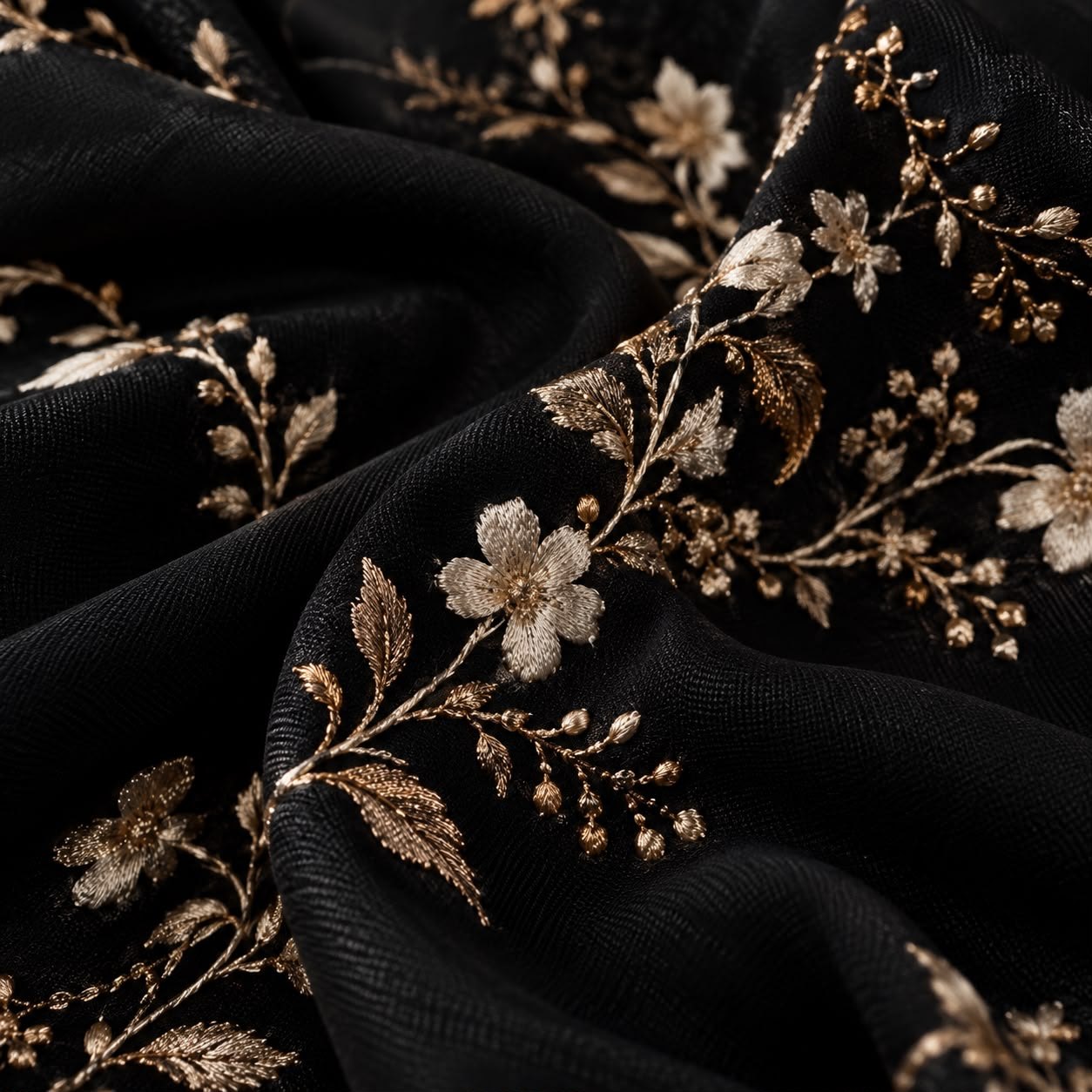 Black & Gold draped to show the fall of the cloth